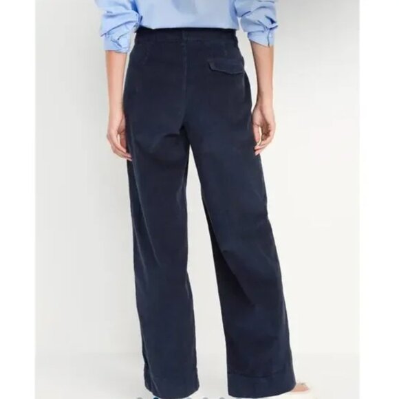Old Navy High-Waisted Corduroy Wide-Leg Pants, 6 Petite, Navy Blue - Picture 3 of 11